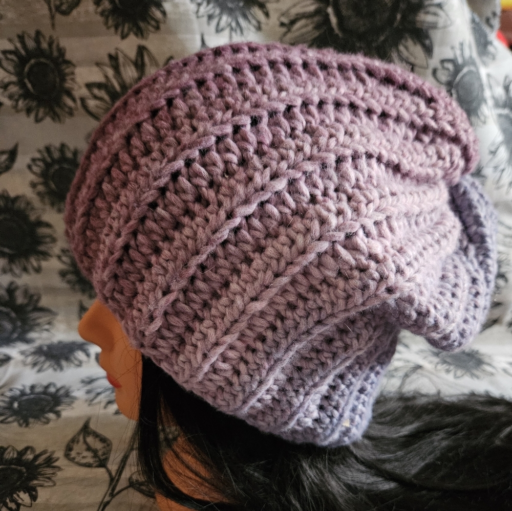 Purple Crochet Handmade Beanie Hat - Picture 2 of 12